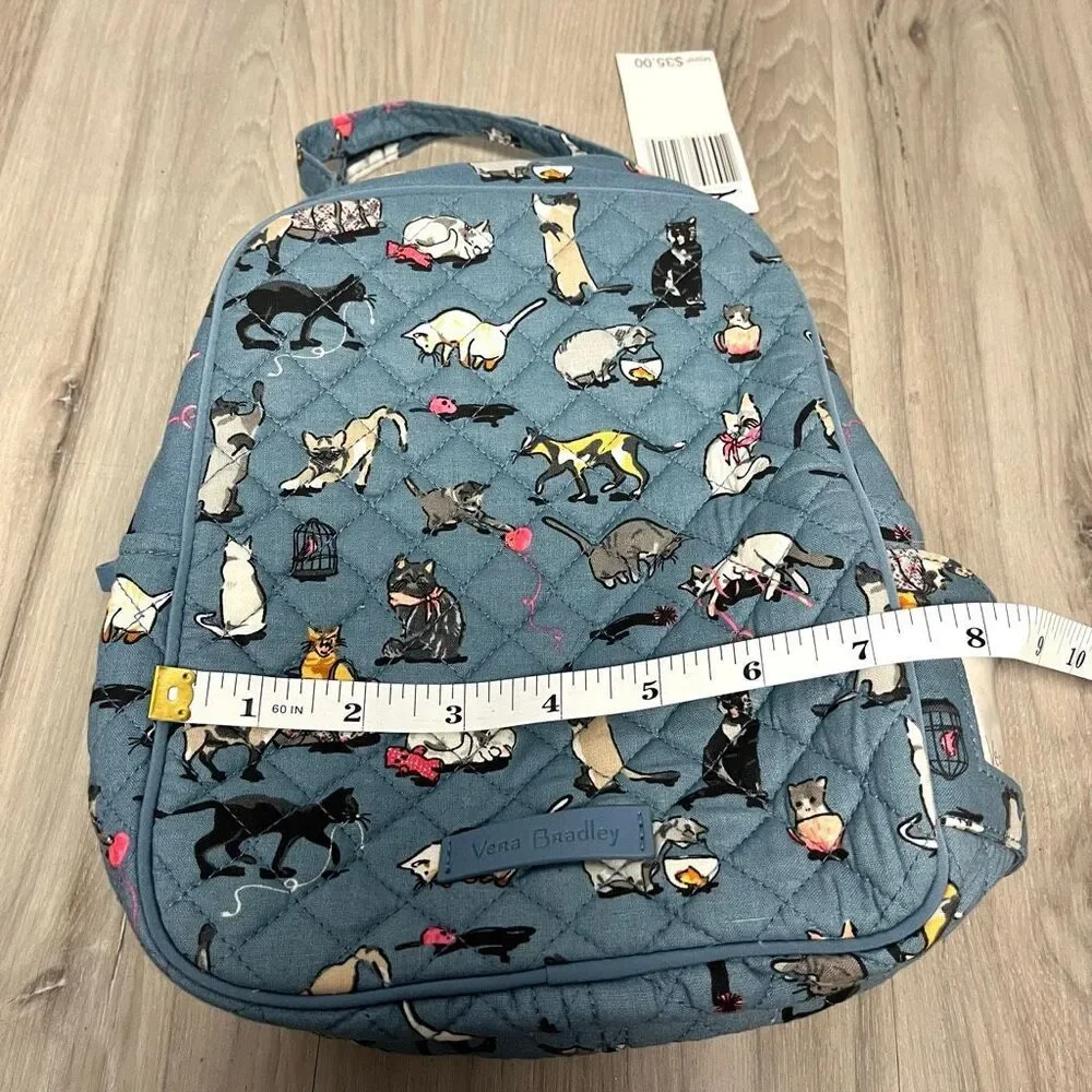 Vera Bradley Lunch Bag Women’s OS Iconic Blue Quilted Cat’s Meow Zip Bunch NWT - Picture 7 of 9
